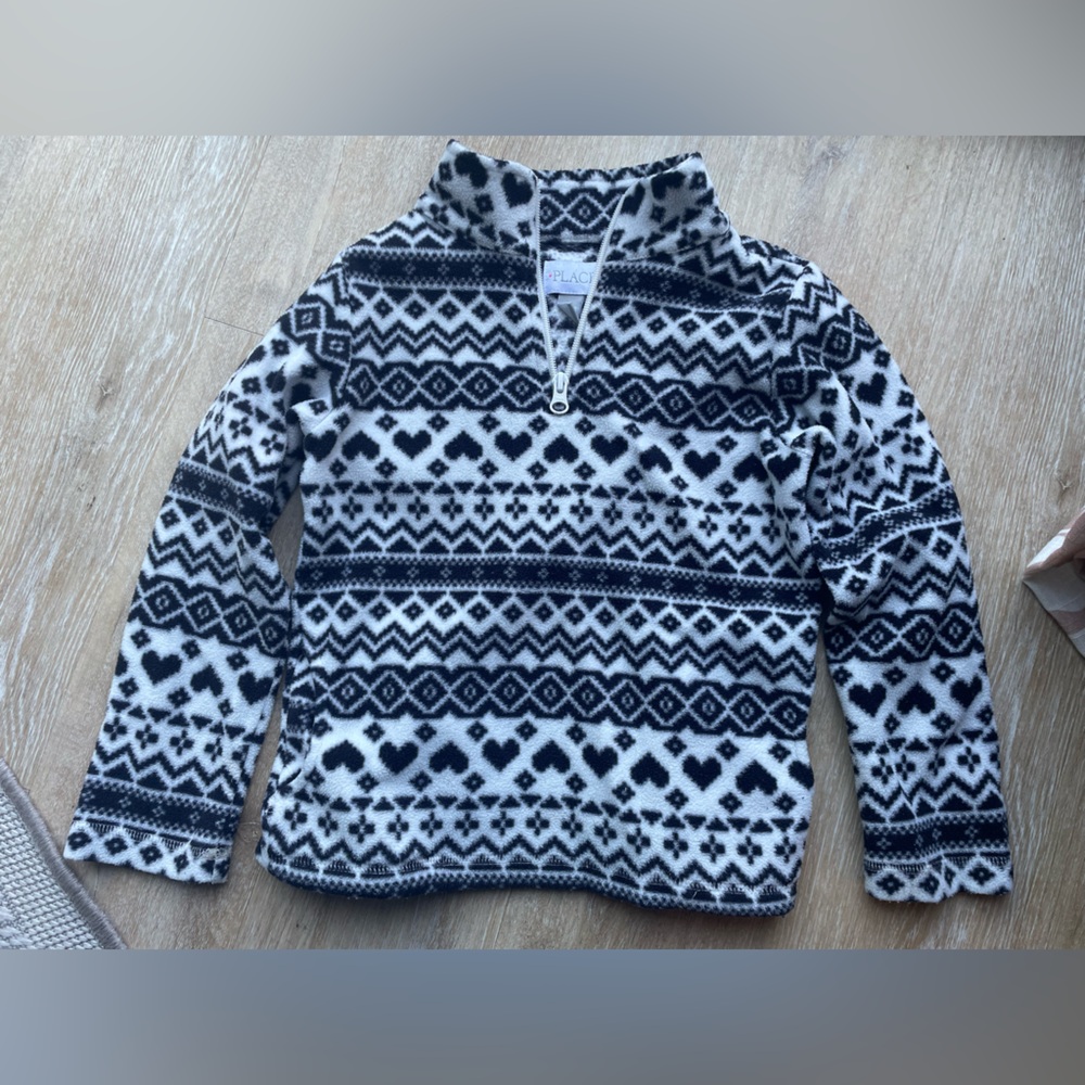 Place Black and White Fleece Sweater